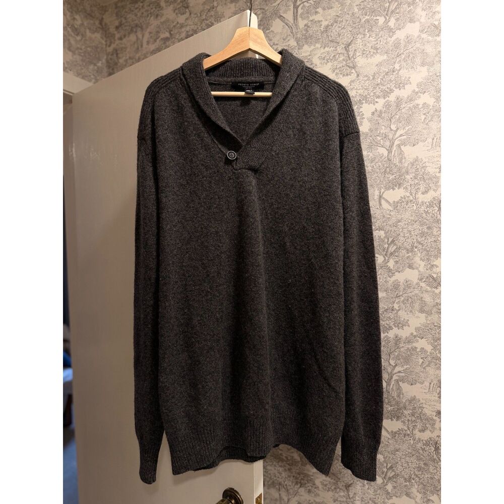 Pronto Uomo 4XLT 100% Wool Shawl Collar Sweater Charcoal Gray